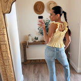 Creamy Lemon Pintuck Corset Top