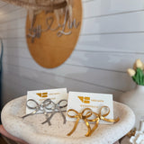 Nikki Smith E9 Herringbone Bow Earrings- Gold/Silver
