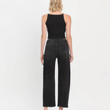 SUPER HIGH RISE BLACK PANEL BARREL JEANS T6589