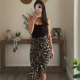 Leopard Ruched Front Skirt