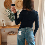 Midnight Sky Surplice Side Drape Top
