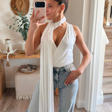 Noah Draped Scarf V-Neck Top