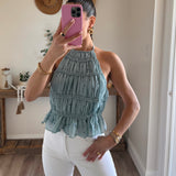 Blue Polka Dot Halter Top