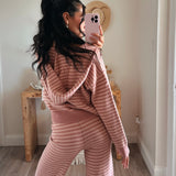 Rose Stripe Hoodie Zip Up