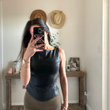 Leather Zip Back Top