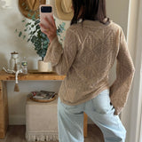 Solid Geometric-Pointelle Bell-Sleeve Cardigan