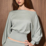 BOAT NECK DOLMAN SLEEVE SWEATER TOP