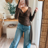 Milky Way Surplice Side Drape Top