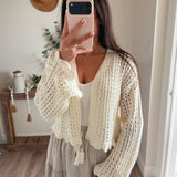 Ruffled Detail Long Sleeve Cardigan