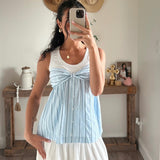 Twisted Bow Front Smocked Cami Combo Top