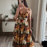 Patchwork Tangerine-Maroon Combo Maxi