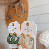 Sahira A3 Kaia Hoops - Beige / Green