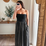 Black Peyton Striped Pattern Combination Dress
