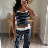 Striped Tank with Fold Over Pant Set