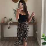 Leopard Ruched Front Skirt