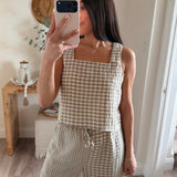 Fiona Mixed Gingham Square Neck Top