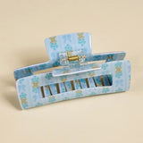 Floral Claw Clip - Pink/Blue
