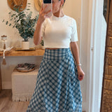 Asymmetric Plaid Handkerchief Hem Skirt