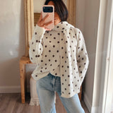 Cozy Girl Polka Dot Scarf Set - Cream/Brown
