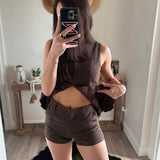 Brown Linen Shorts