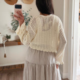 Ruffled Detail Long Sleeve Cardigan