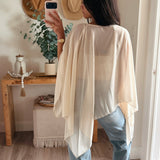 CREAM CHIFFON SHEER PONCHO AND CAMI SET