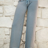 Brown/Blue Stripe Mid Rise Pants