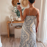 Magie Ruffle Trim Print Sleeveless Maxi Dress