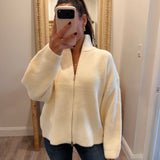 Kanna Cream Mock Neck Zip Up