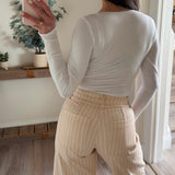 Vervet Nude High Rise Striped Barrel Jeans