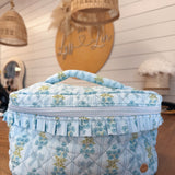 Glam & Go Quilted Cosmetic Bag - Blue Floral