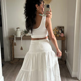Off White Tara Smocked Slit Tiered Maxi