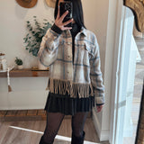 Almond/Ivory Fringe Plaid Jacket