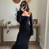 Black Sweater Bolero & Midi Tube Top Dress Set