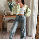 HIGH RISE FULL LENGTH CUFF TINTED WIDE LEG JEANS T7326