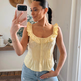 Creamy Lemon Pintuck Corset Top