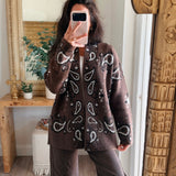 Linette Chocolate Paisley Shawl Cardigan