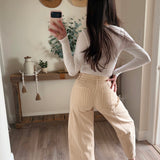 Vervet Nude High Rise Striped Barrel Jeans