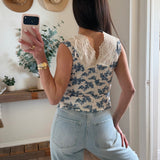 Claire Lace-Trim Floral Tank Top