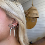 Nikki Smith E9 Herringbone Bow Earrings- Gold/Silver