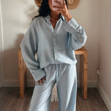 Pinstripe Woven Oversize Button-Up Shirt
