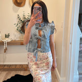 Ruffle Denim Vest Top