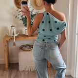 Mia Polka Dot Ruched Top