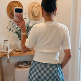 White Fiona Ribbed Knit Top
