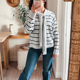 Sally Striped Sweater With Detachable Knit Scarf
