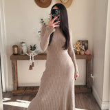 Ribbed Flare Cuff Midi Sweater Dress