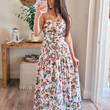 Avis Gathered Floral Maxi Dress