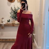 Burgundy Anya Off Knit Dress