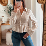 Nomi Smocked Peplum Shirt