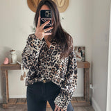 Satin Leopard Button Down